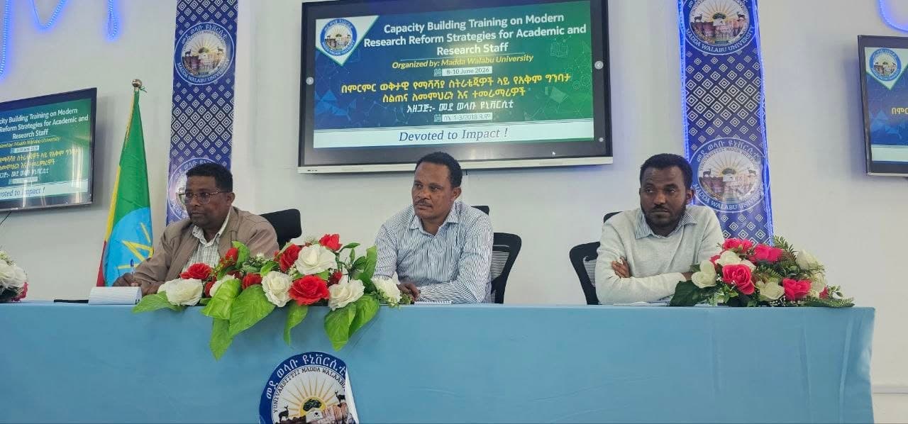 Madda Walabu University has successful completed three days Training on Modern Research Reform Strategies for Academic & Research Staff